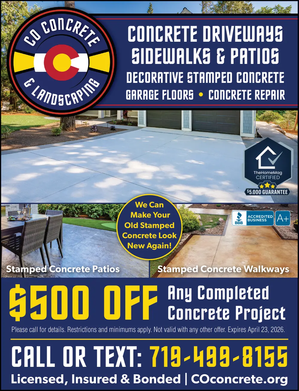 Concrete Driveways, Patios & Repair in Colorado
