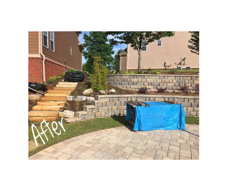 Empty Hillside to Retaining Wall and Patio