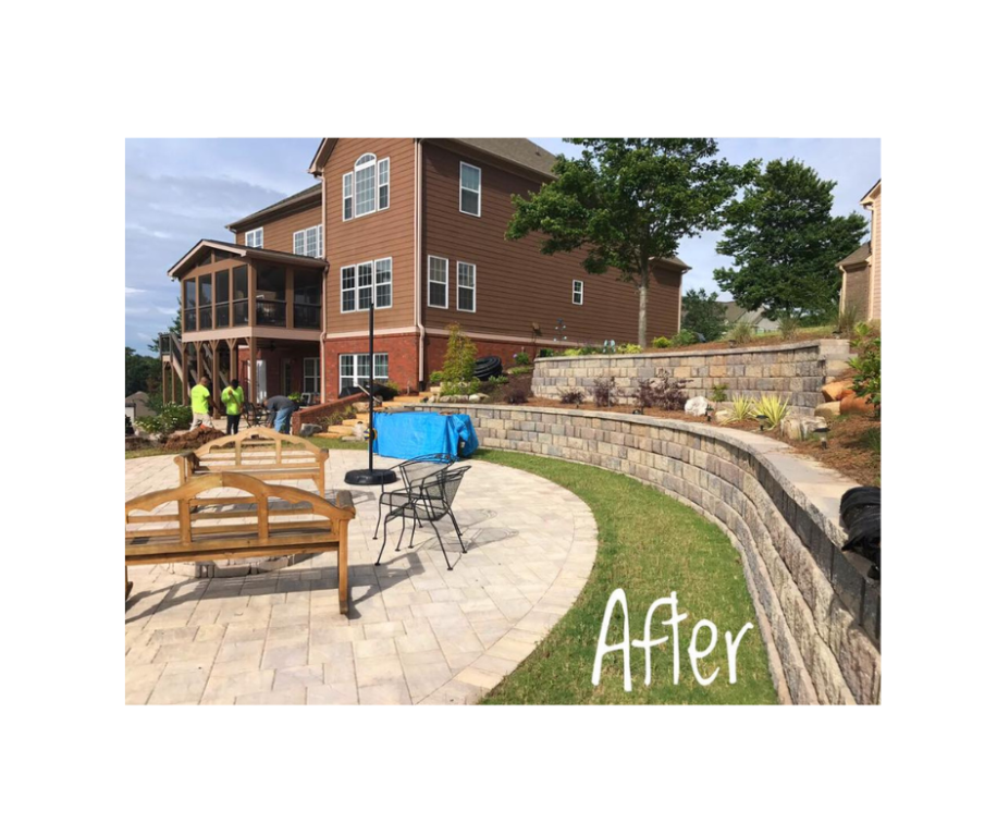 Empty Hillside to Retaining Wall and Patio