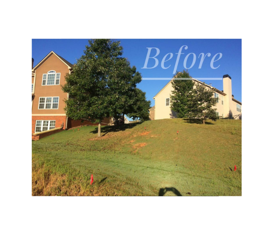 Empty Hillside to Retaining Wall and Patio