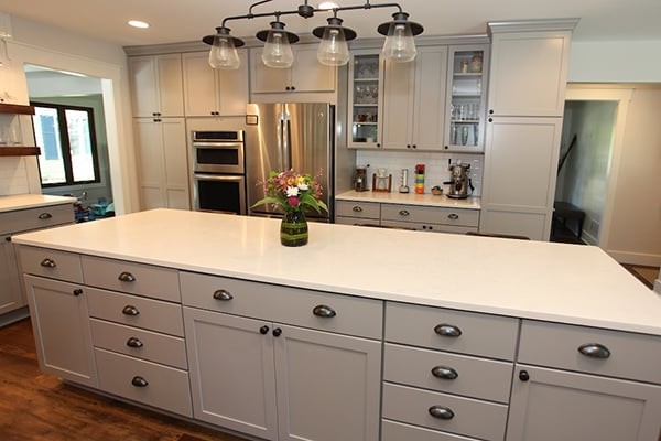 Gray Kitchen with Large Island