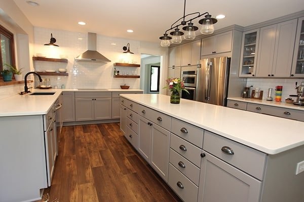 Gray Kitchen with Large Island