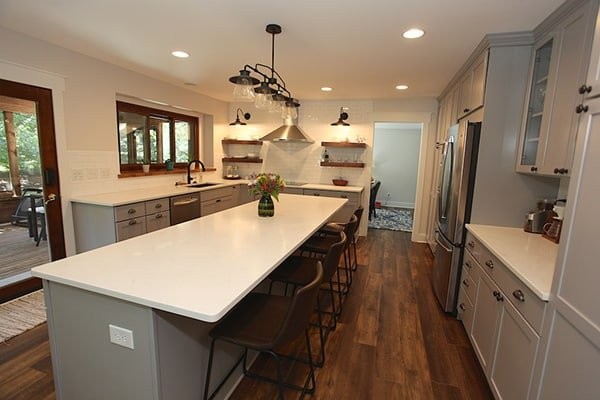 Gray Kitchen with Large Island
