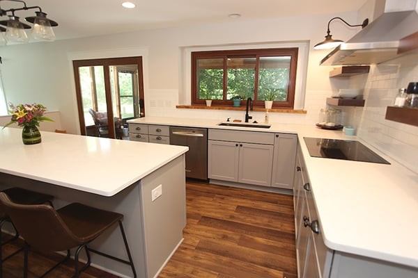 Gray Kitchen with Large Island