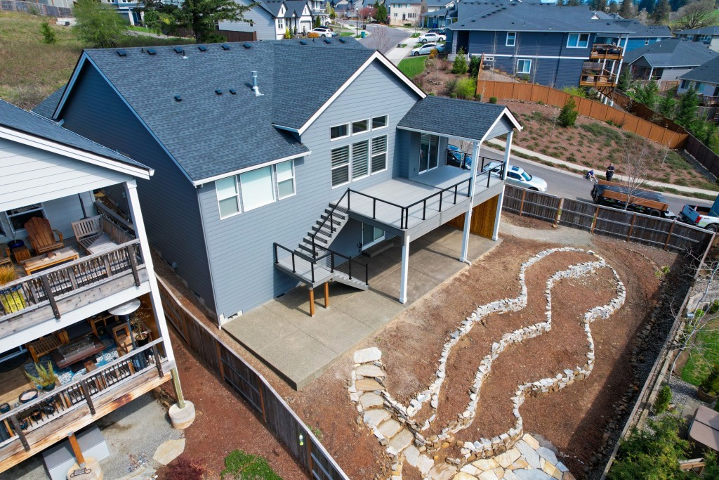 TimberTech Prime Plus Composite Deck with Cable Rail and Cedar T&G Ceiling