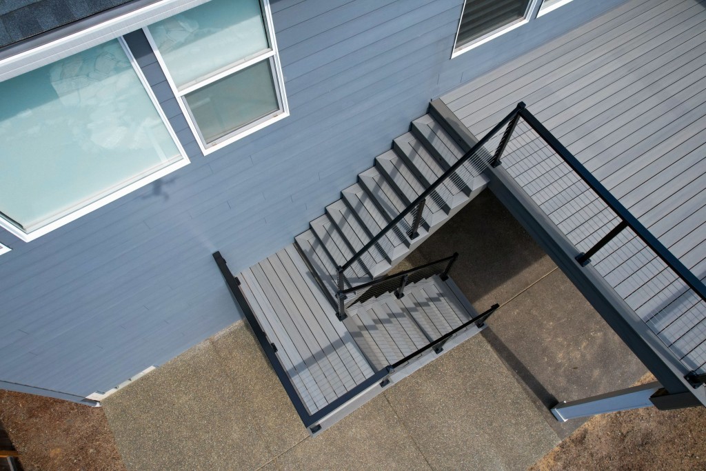 TimberTech Prime Plus Composite Deck with Cable Rail and Cedar T&G Ceiling
