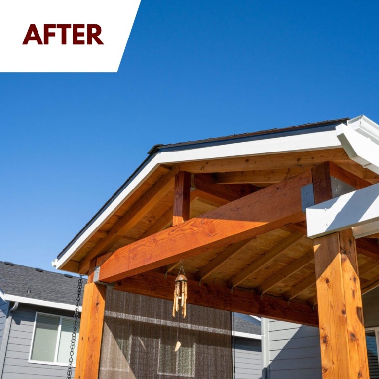 Gable cover and white, vinyl pergola